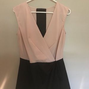Signature8 Pants & Jumpsuits - Blush and black Color block deep V Romper Signature8 Pants & Jumpsuits - Blush and black Color block deep V Romper